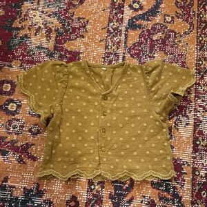 Rylee + Cru Mustard Yellow Button-Up Blouse 2-3 Years EUC